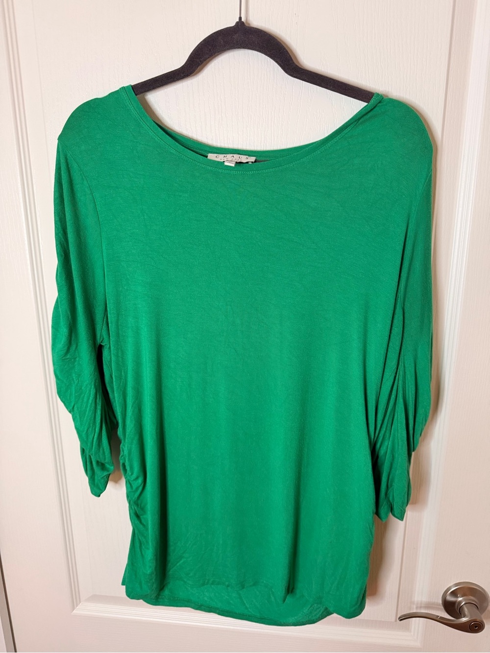 Chaus Emerald Green Long Sleeve Boatneck Top